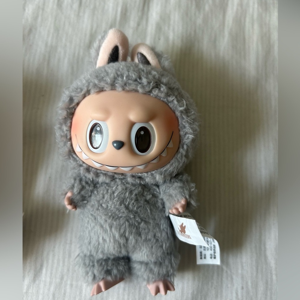 Authentic POP MART Labubu Exciting Macaron Plush Pendant- Sesame Bean